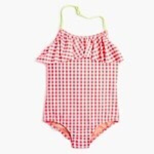 Crewcuts Girls Ruffle Gingham One-piece Bathing Suit Sz 14